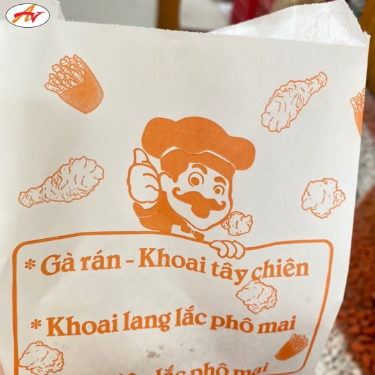 Túi giấy gà rán in chữ 